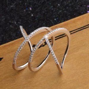 STERLING SILVER ZIRCON GEOMETRIC RING